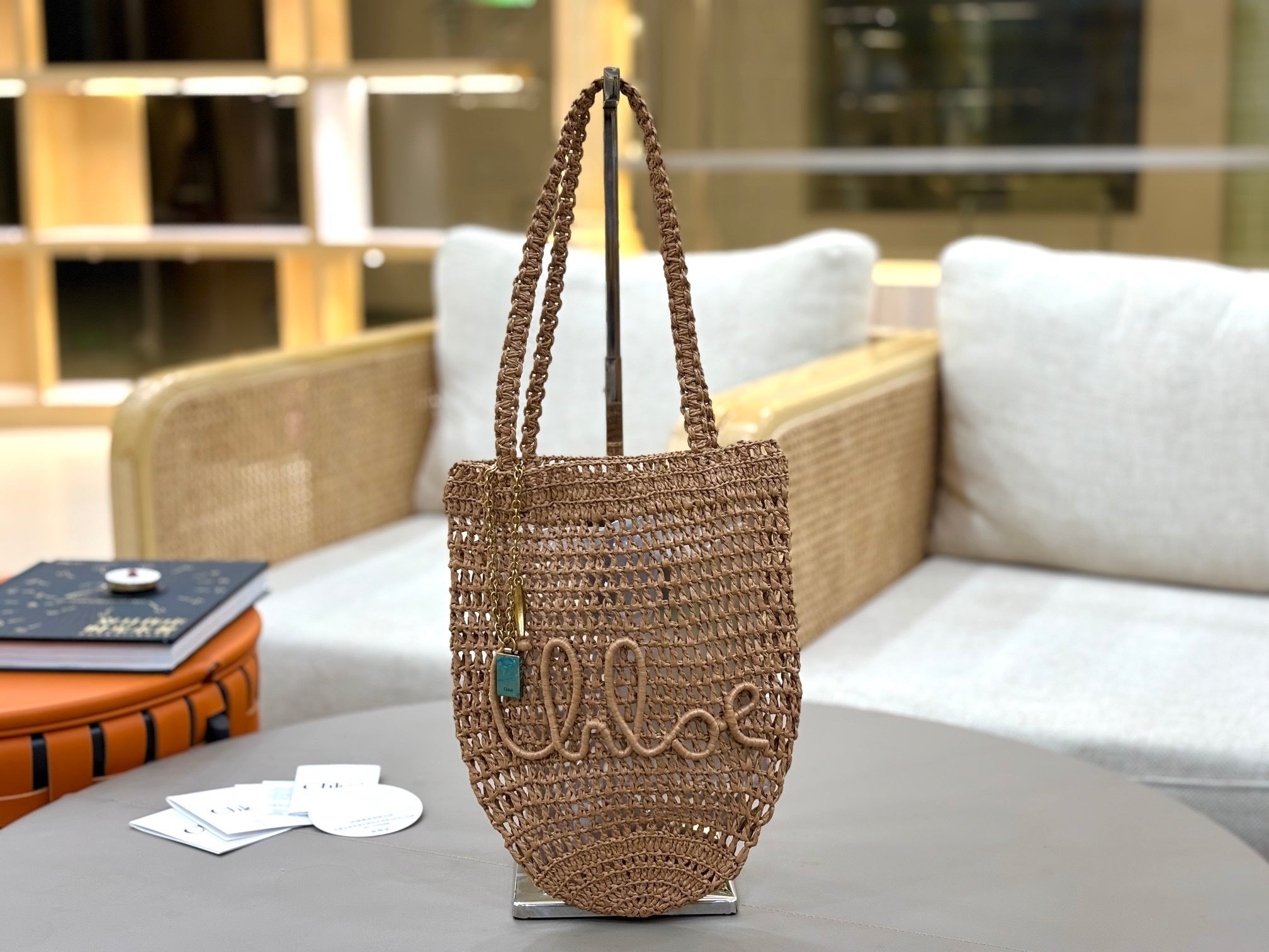 Premium Raffia Leather Tote Bag