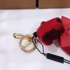 Cashmere Check Teddy Charm – Premium Bag & Key Accessory