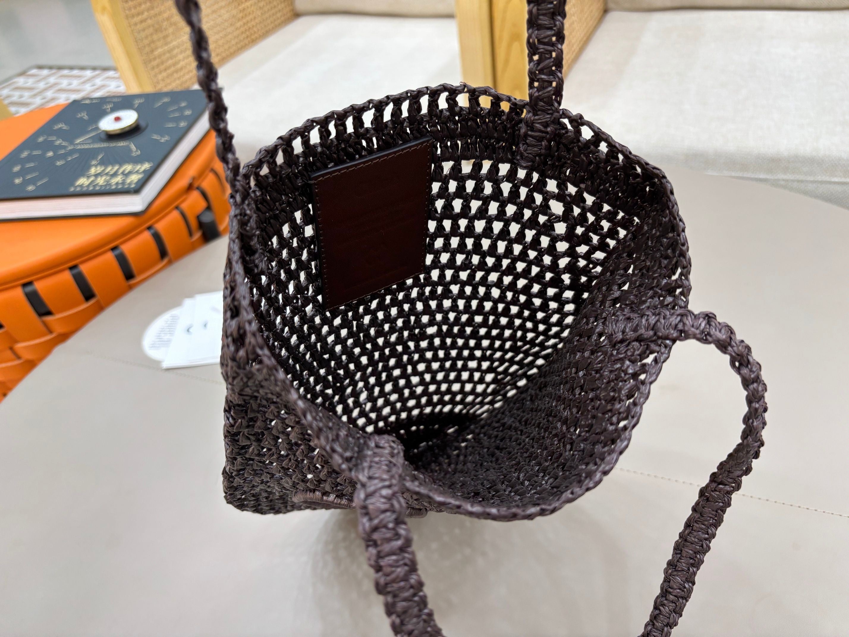 Premium Raffia Leather Tote Bag