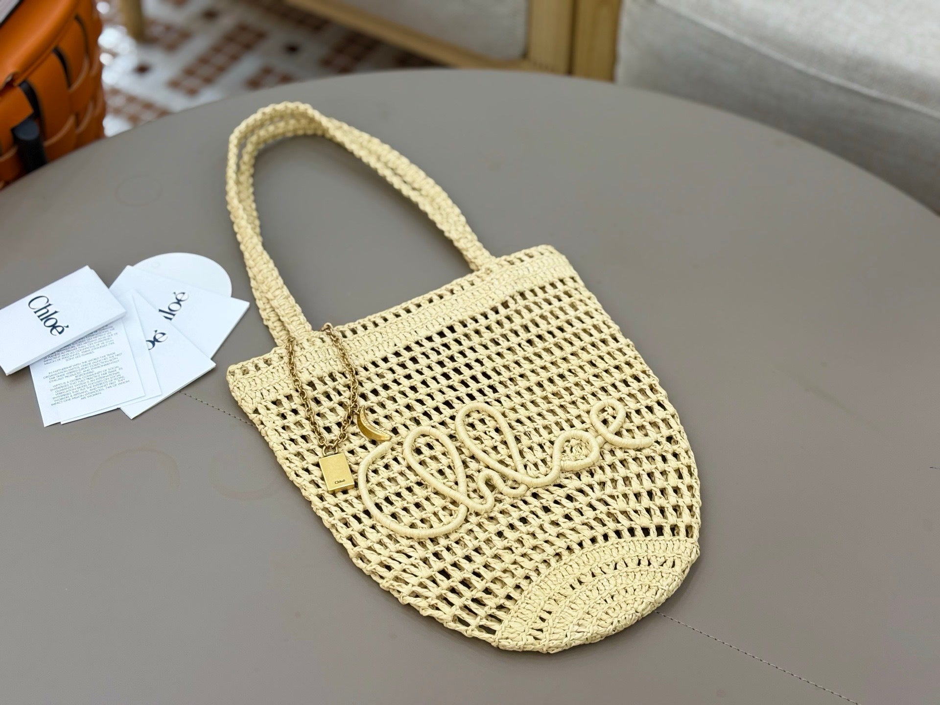 Premium Raffia Leather Tote Bag