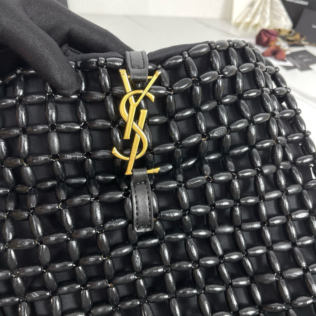 Handwoven Wooden Bead Hobo Bag.