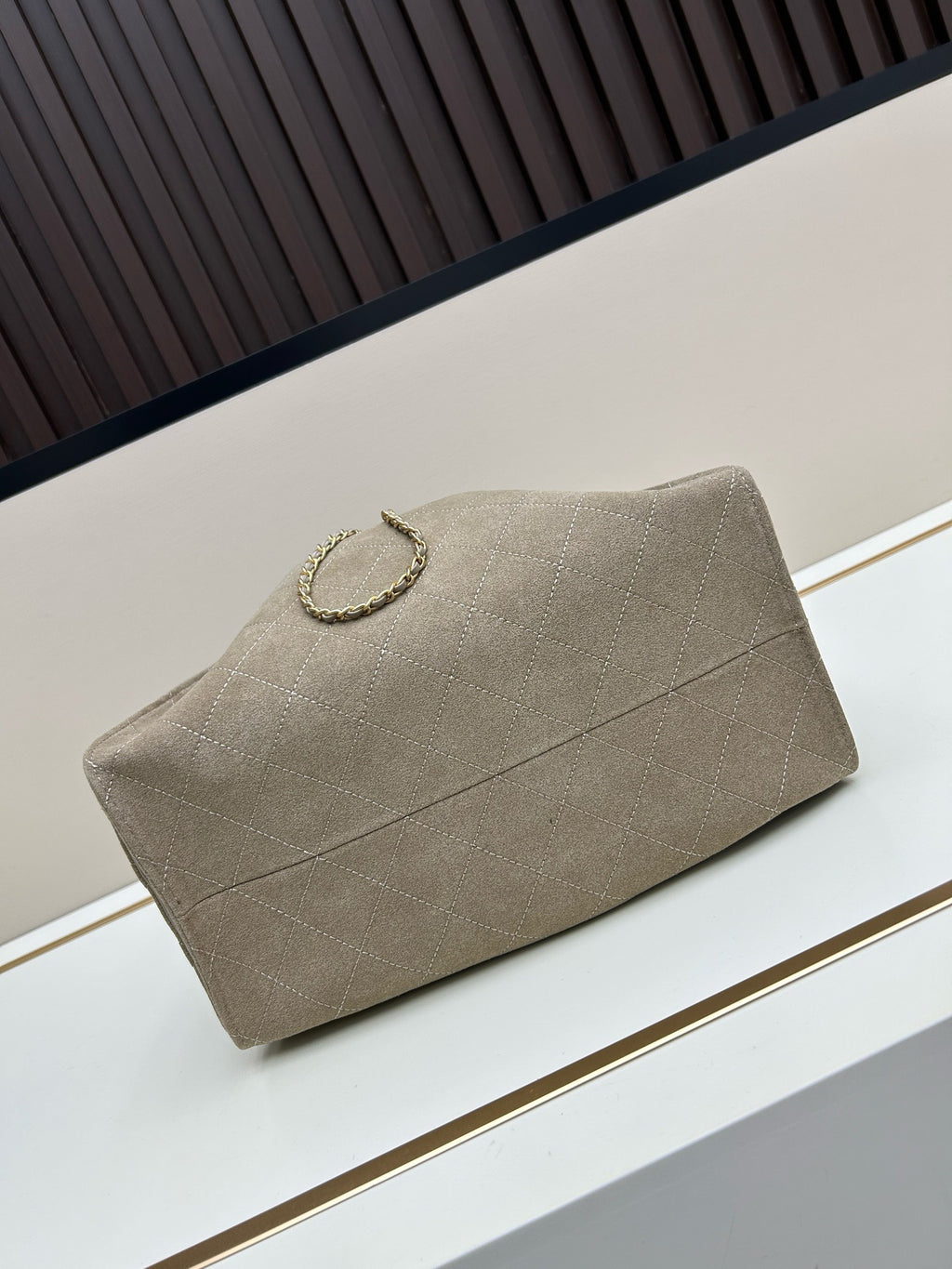 Large Suede Hobo Bucket Bag | Quilted Texture