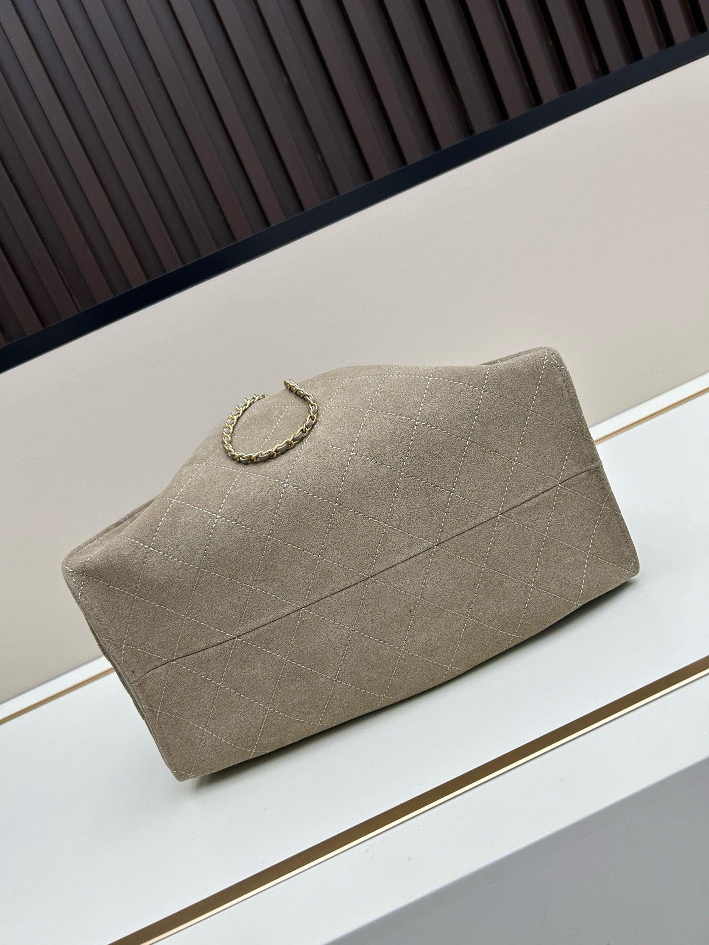 Large Suede Hobo Bucket Bag | Quilted Texture