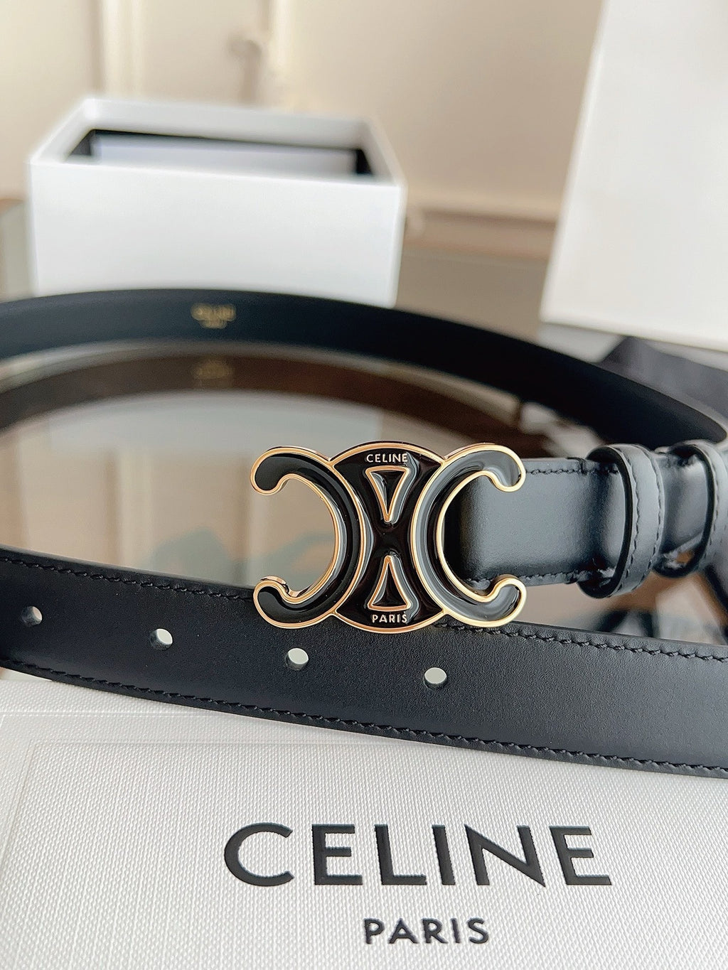 New Women’s Leather Belt — Enamel Signature Buckle