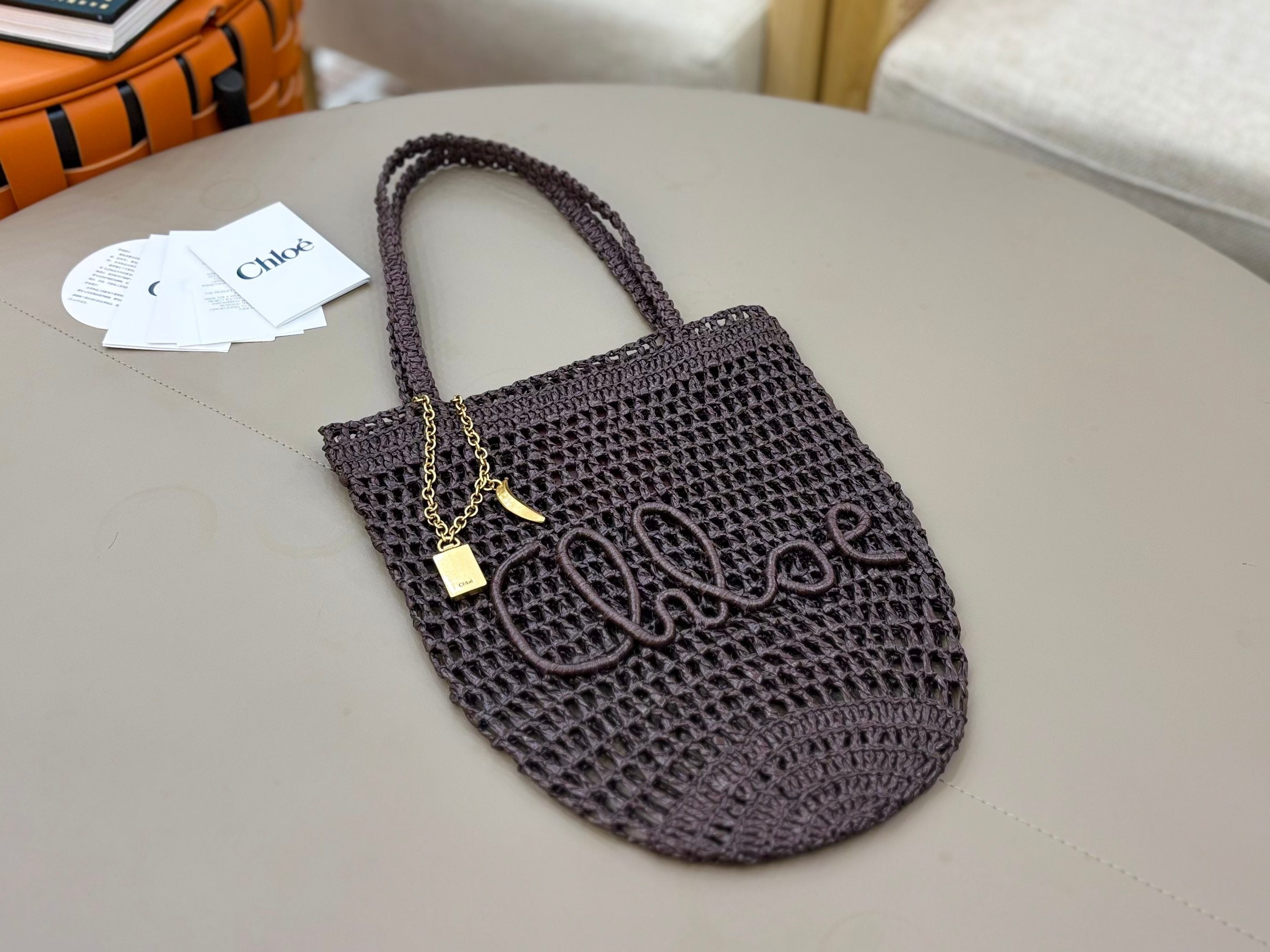 Premium Raffia Leather Tote Bag