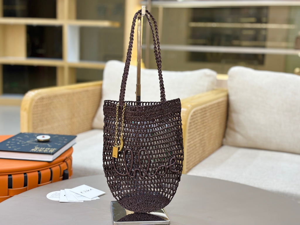 Premium Raffia Leather Tote Bag