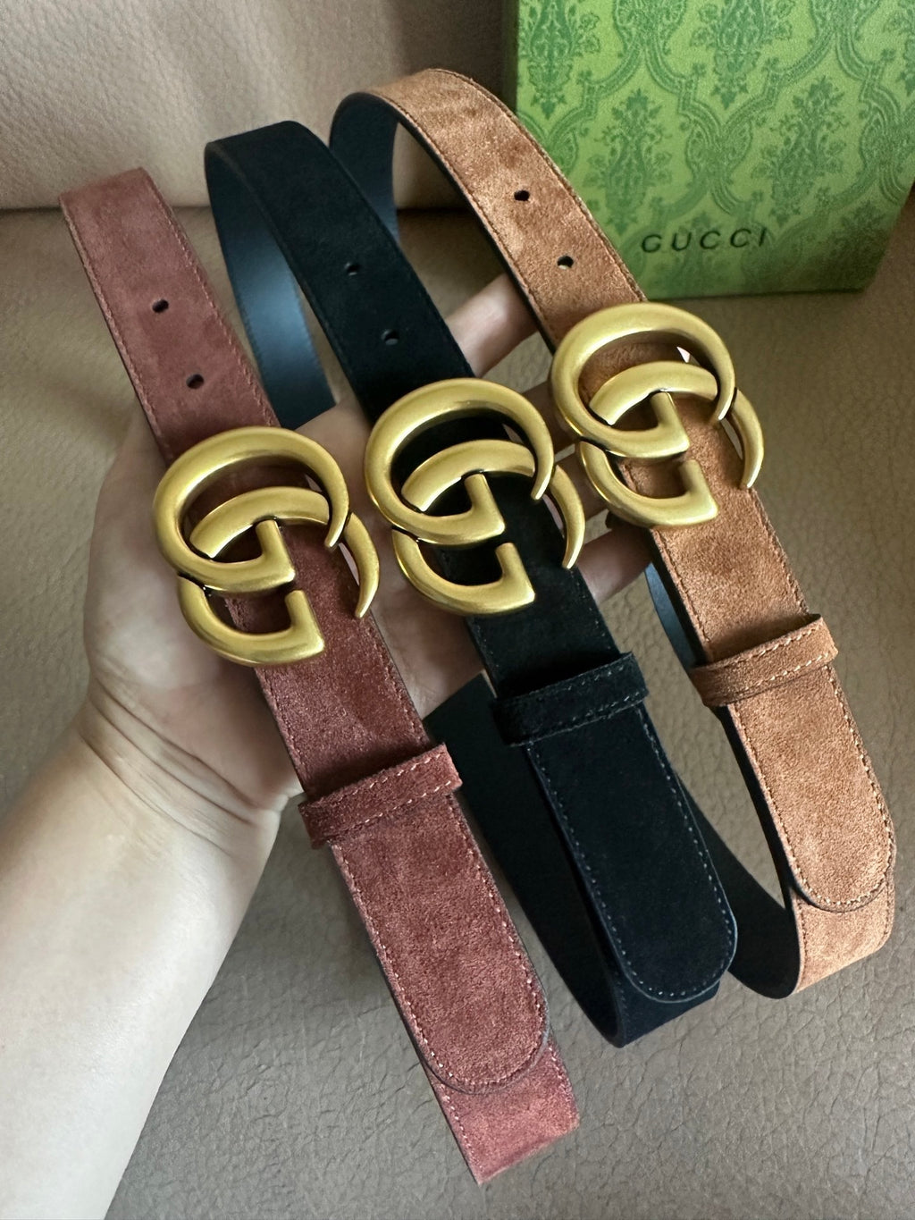 Suede-Finish Leather Belt — Retro Metal Buckle