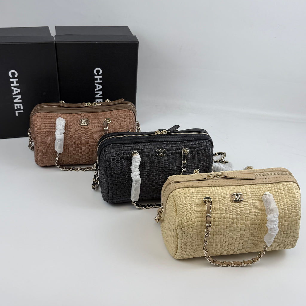 Raffia Bowling Bag | Woven Summer Shoulder Bag