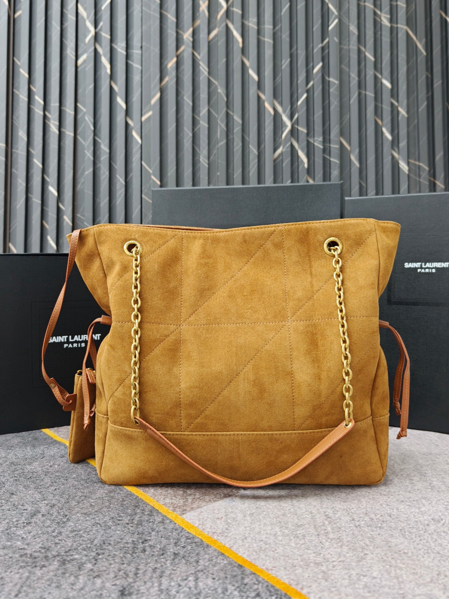 Brown Suede Jamie 4.3 Large Drawstring Bucket Bag