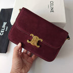 Premium Burgundy Flap Shoulder Bag – Suede Finish (Large Size)