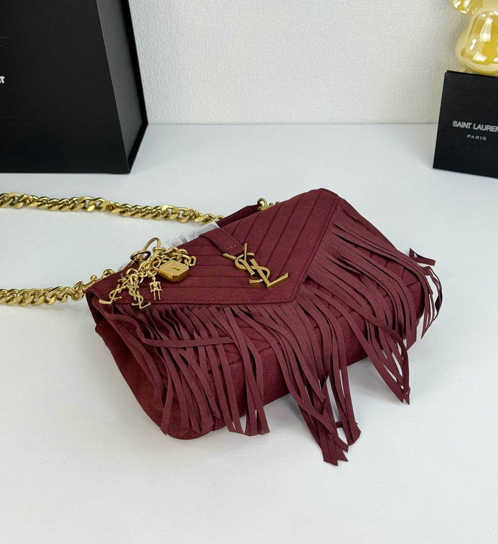 Monogram Tassel Shoulder Bag | Suede Finish