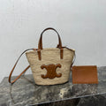 TEEN Plant Fiber & Calfskin Soft Classic Basket Bag  (Premium Quality)
