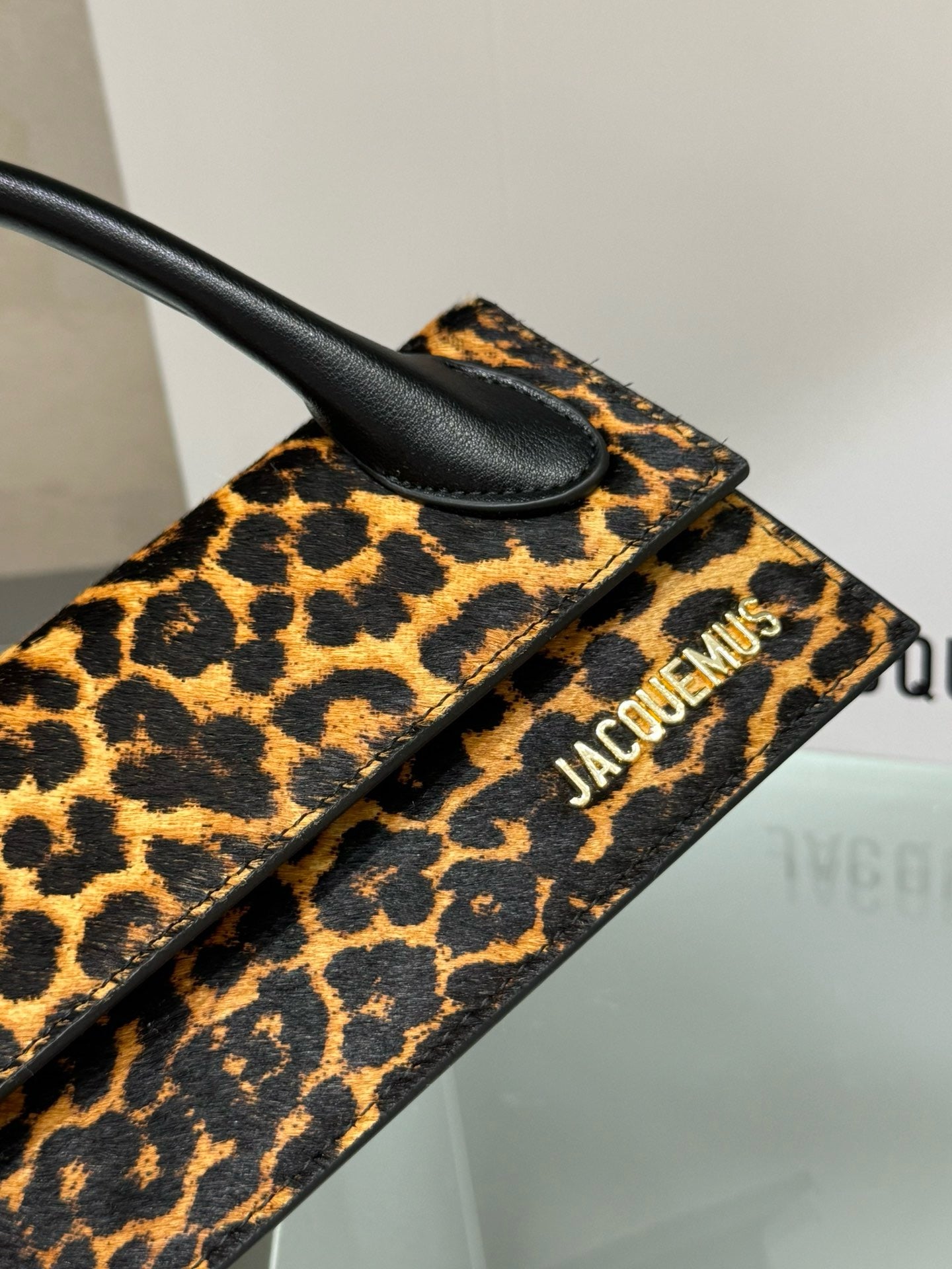 Leopard Print Long Mini Top Handle Bag | Bold Logo & Statement Style