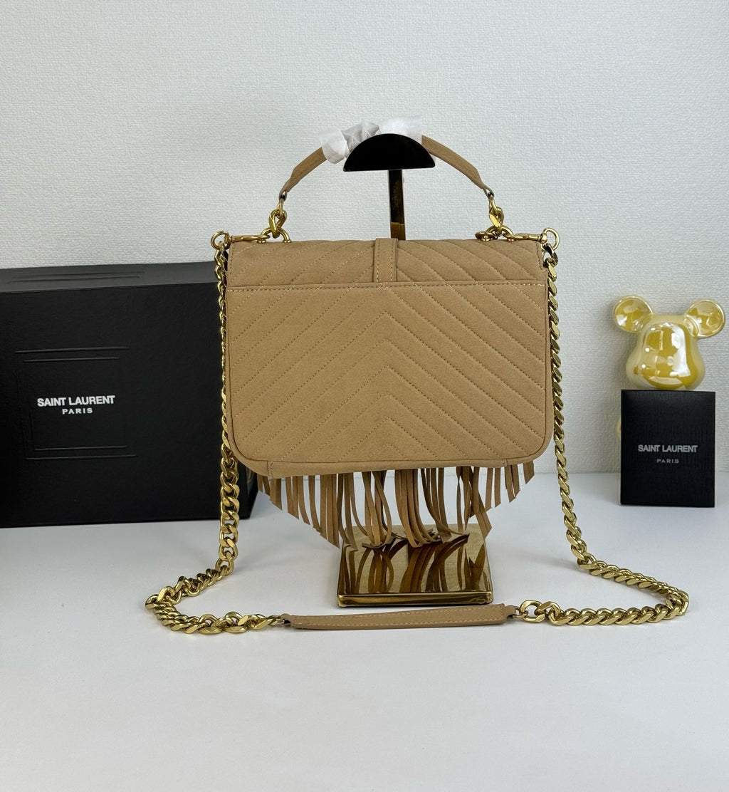 Monogram Tassel Shoulder Bag | Suede Finish