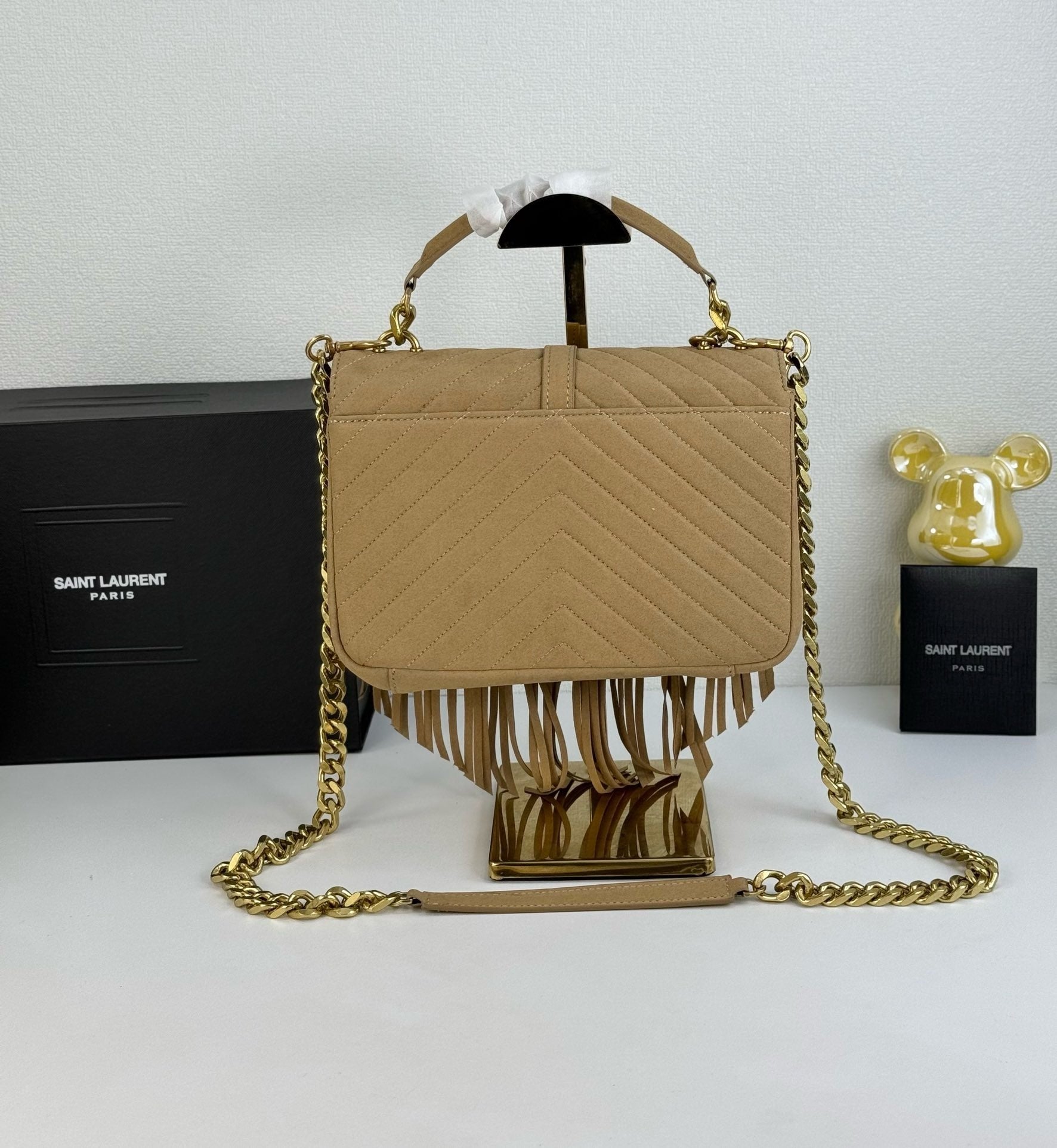 Monogram Tassel Shoulder Bag | Suede Finish