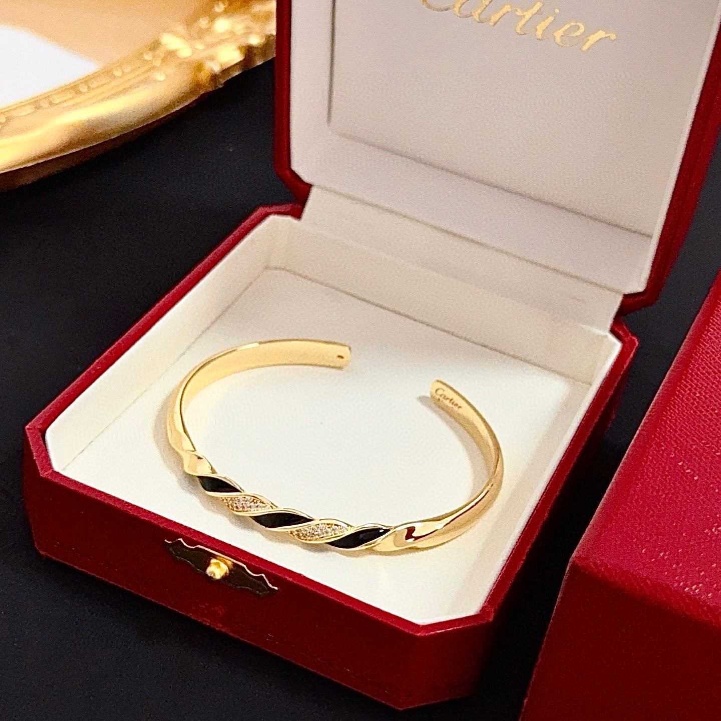 Elegant Diamond-Style Panther Bangle ✨