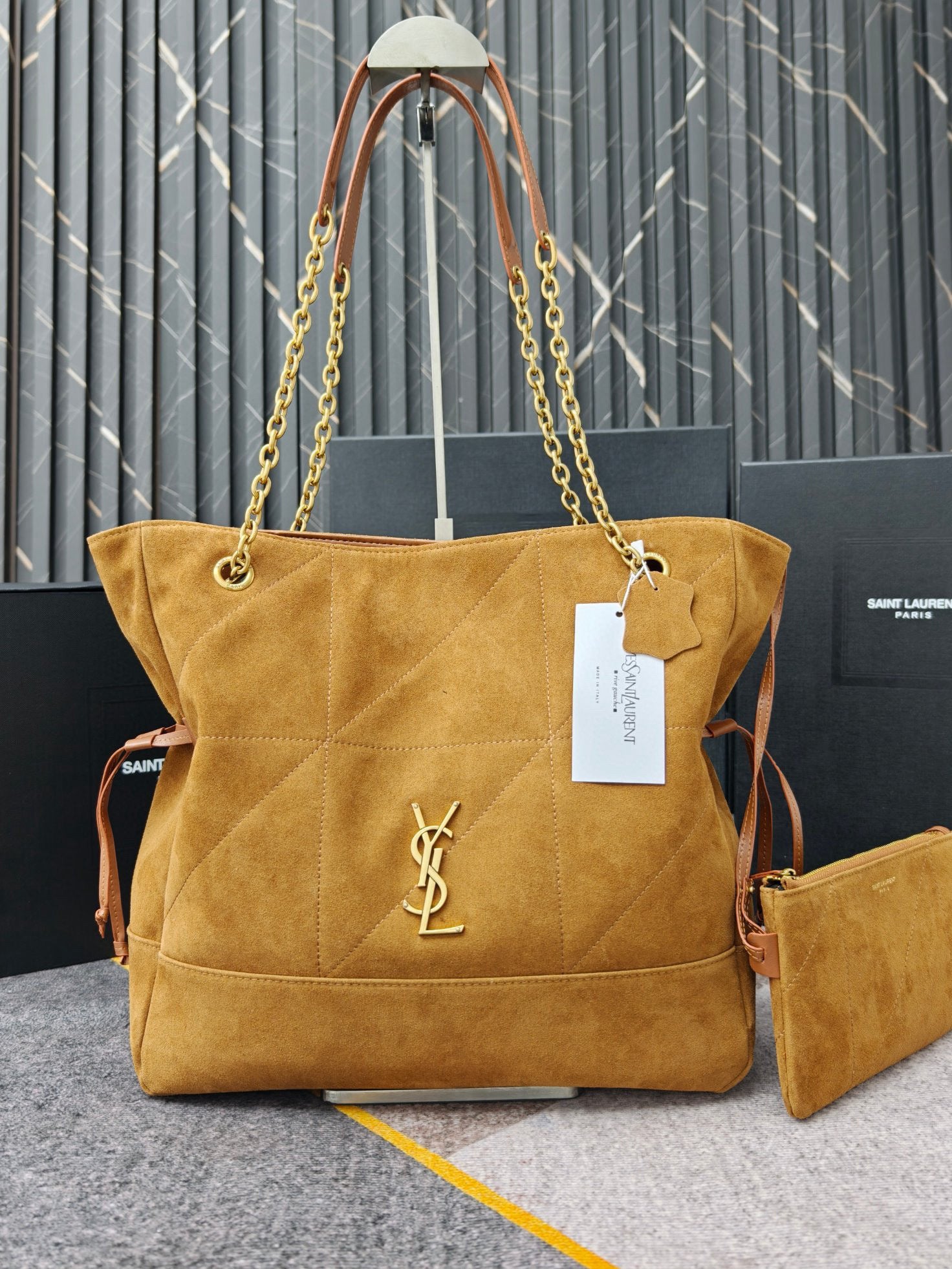 Brown Suede Jamie 4.3 Large Drawstring Bucket Bag