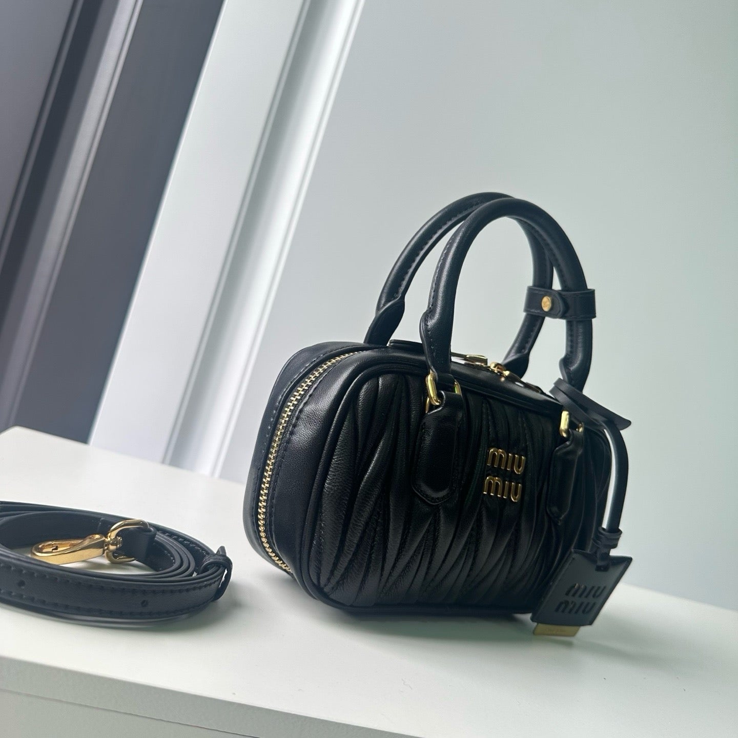 Mini Lambskin Ruched Shoulder Bag
