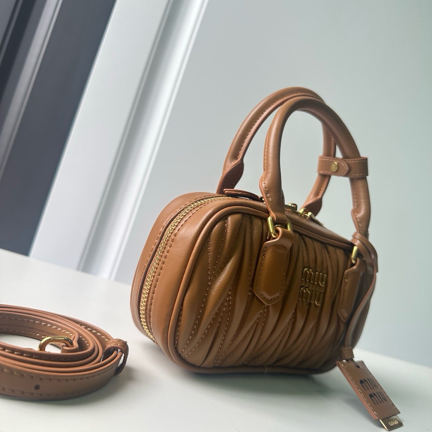 Mini Lambskin Ruched Shoulder Bag