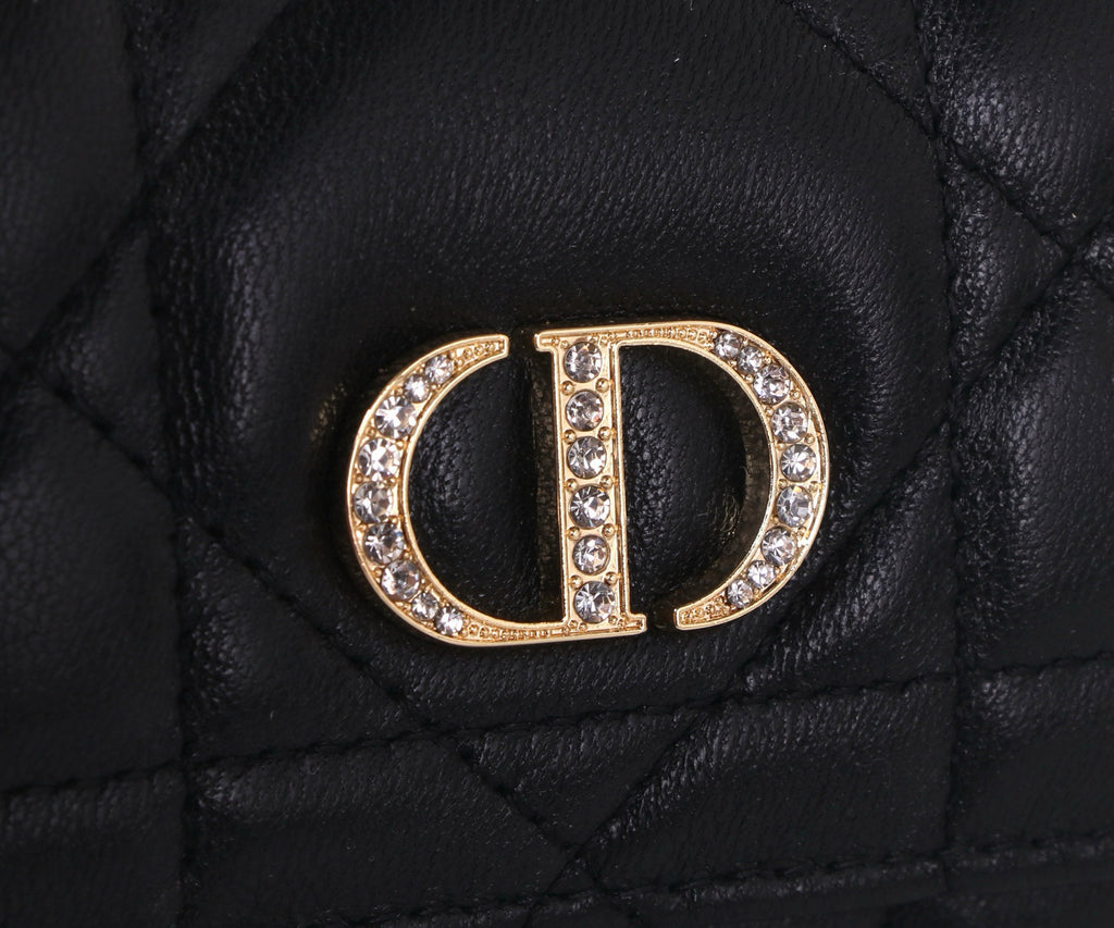 Premium Lambskin Compact Wallet with Crystal Hardware – New Season Collection