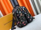 Black Monogram-Textured Discovery Style Backpack – 30-38cm