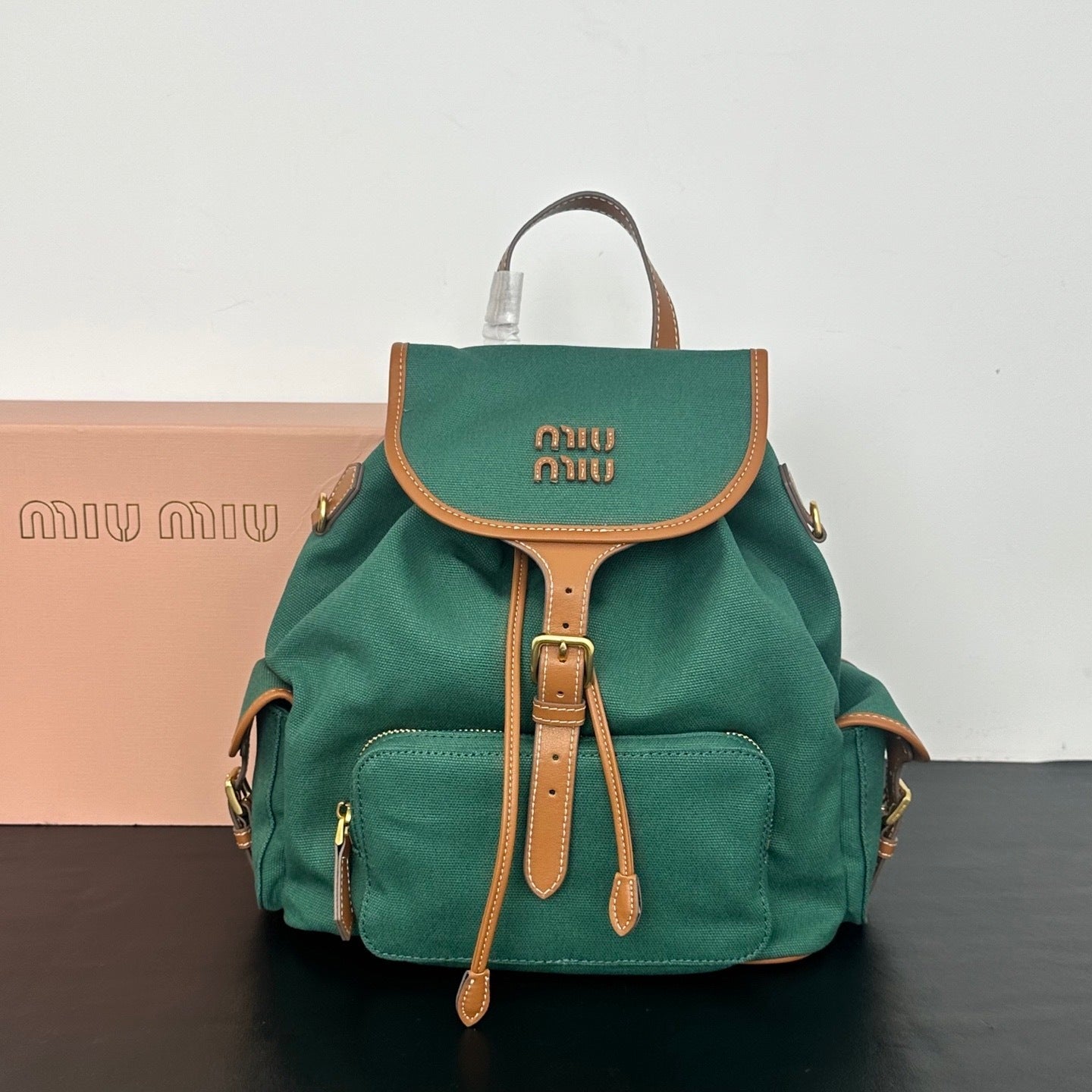 Large Canvas & Leather Backpack – Collegiate Style, 29.5cm
