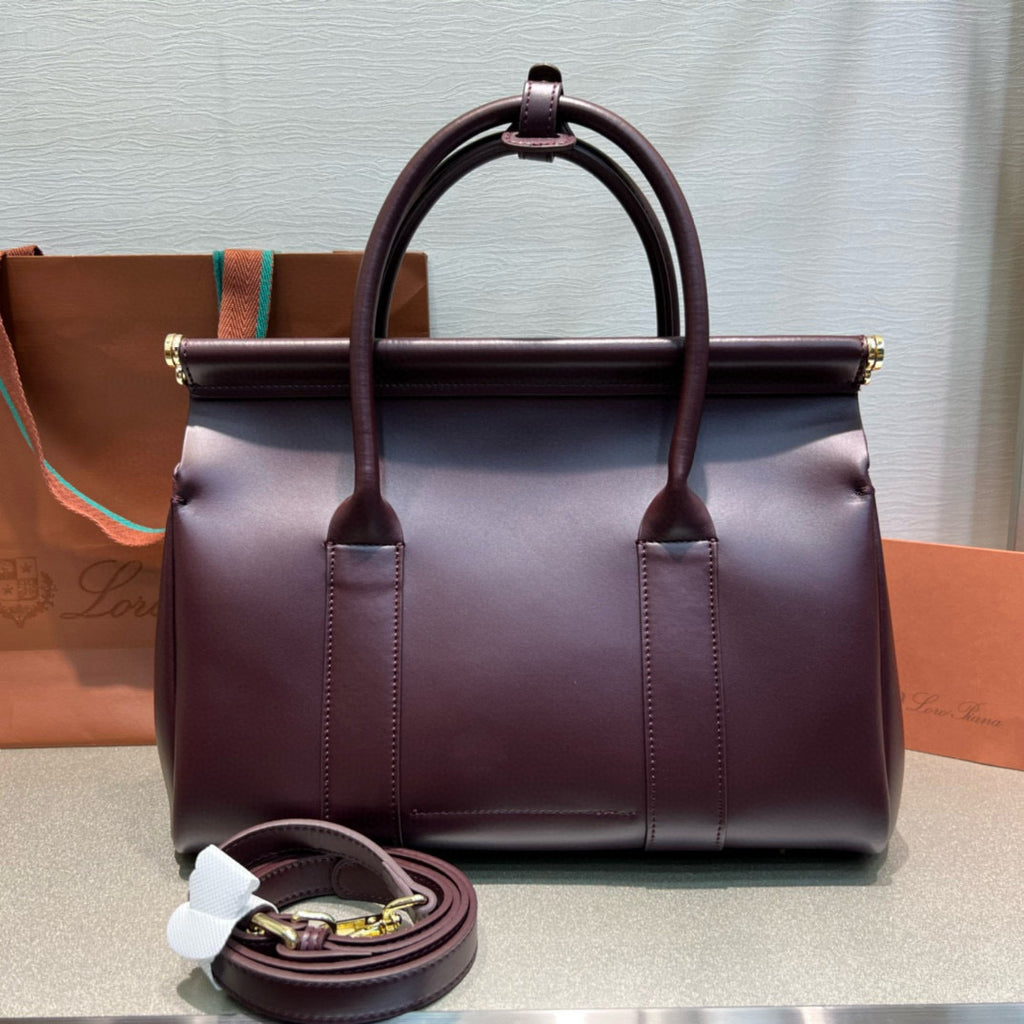 Smooth Calfskin Loom Tote Bag – Black