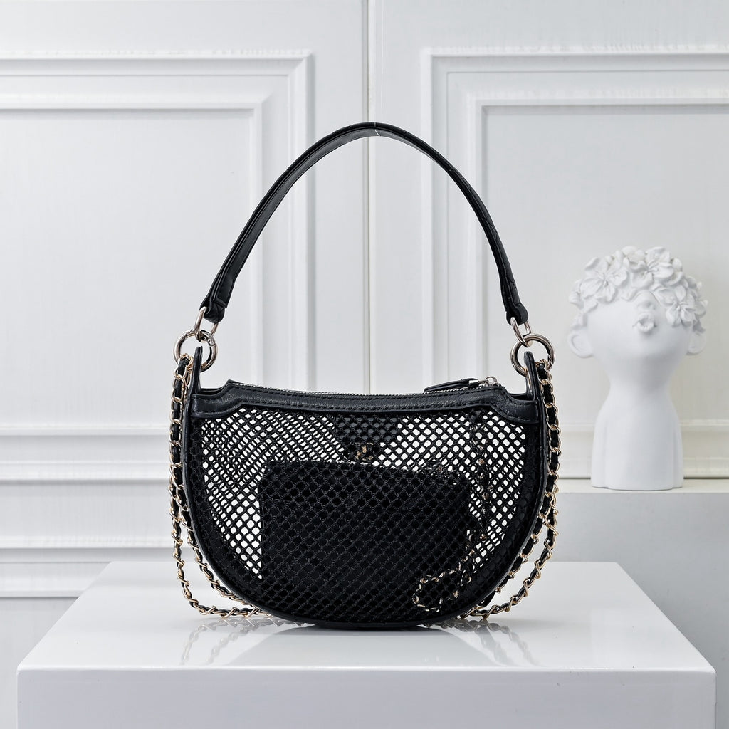 Mesh & Leather Chain Bag