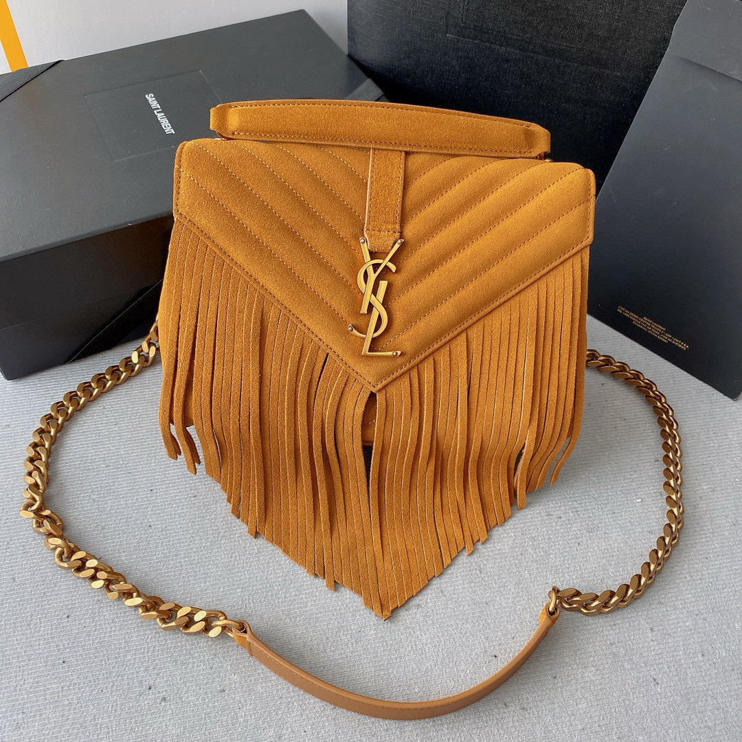 Monogram Messenger Bag | Suede with Tassel Accent