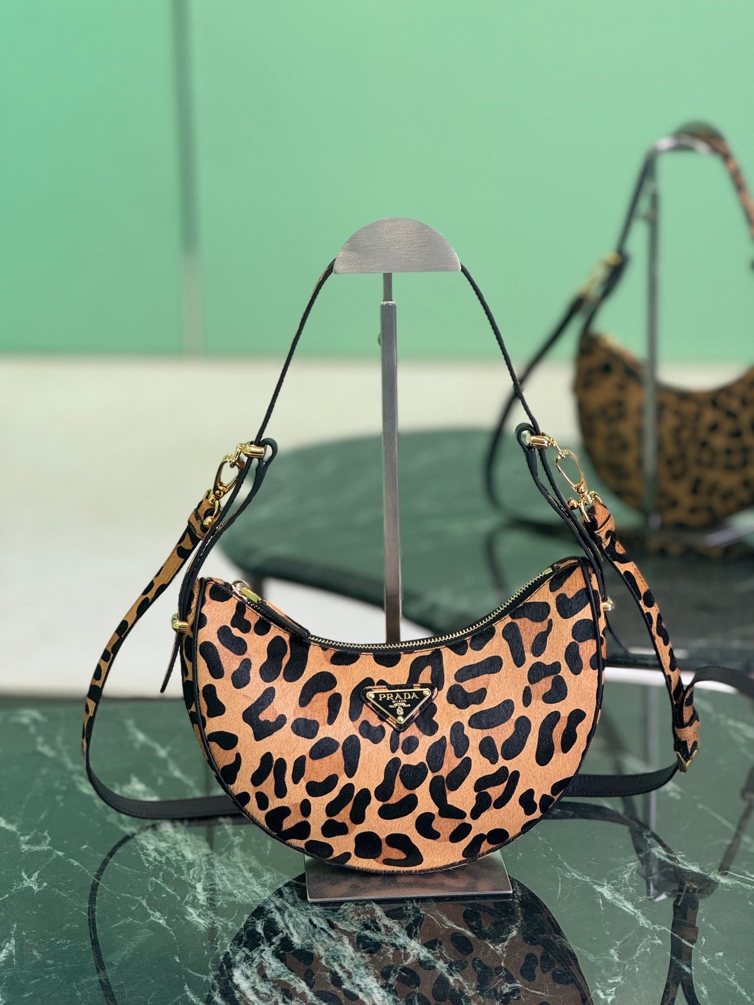 Moon Leopard-Print Haircalf Bag