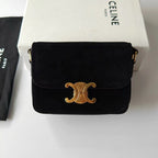 Premium Black Flap Shoulder Bag – Suede Finish (Large Size)