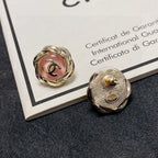 Double-C Crystal Stud Earrings | Soft Pink Finish