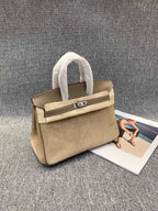 Suede B*K Tote Bag with Double Shoulder Straps – 25/30 cm