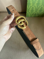 Suede-Finish Leather Belt — Retro Metal Buckle