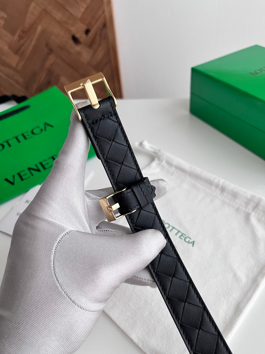 2025 New Woven Leather Belt — Small Grid Hand-Weave Design