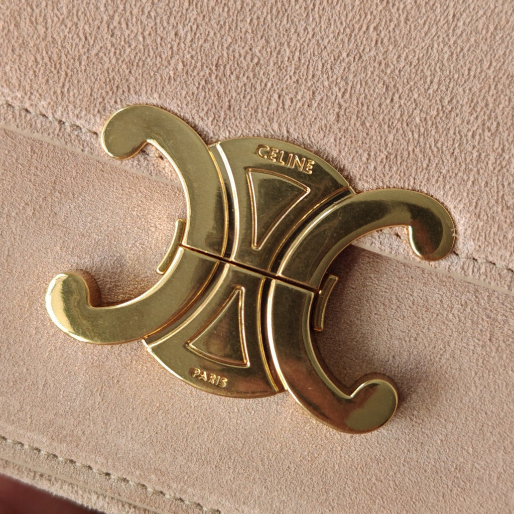 Premium Apricot Flap Shoulder Bag – Suede Finish (Large Size)