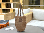 Premium Raffia Leather Tote Bag