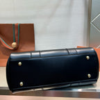 Smooth Calfskin Loom Tote Bag – Black