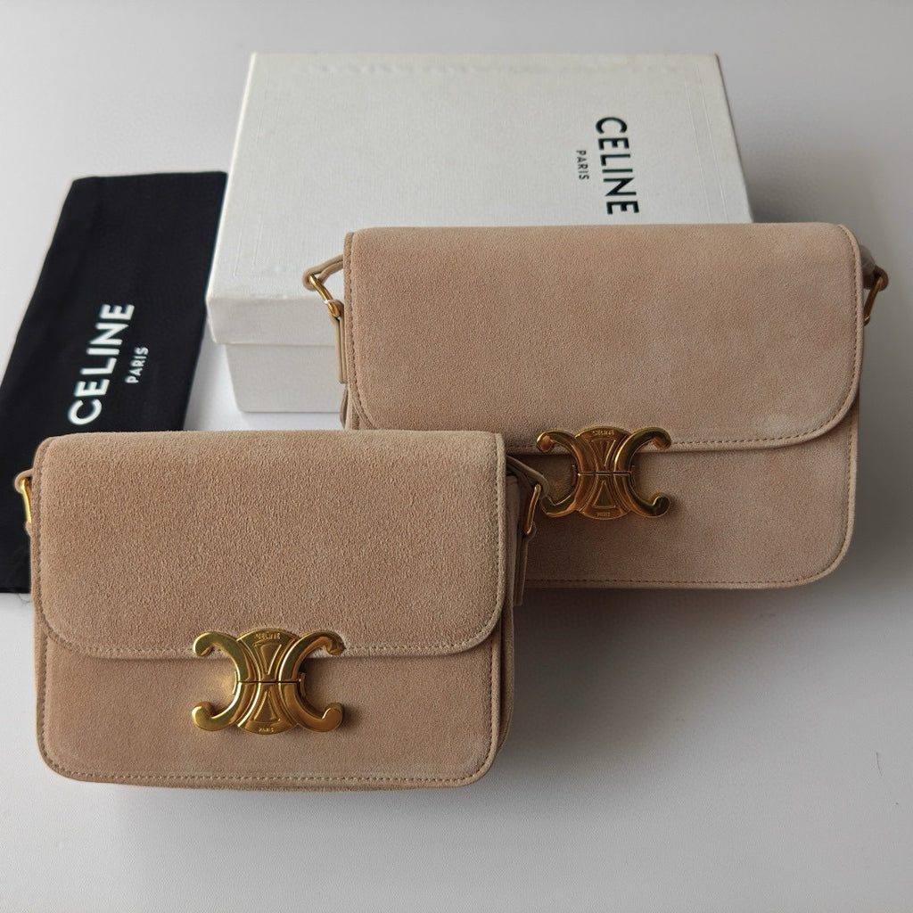 Premium Apricot Flap Shoulder Bag – Suede Finish (Large Size)