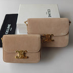 Premium Apricot Flap Shoulder Bag – Suede Finish (Large Size)