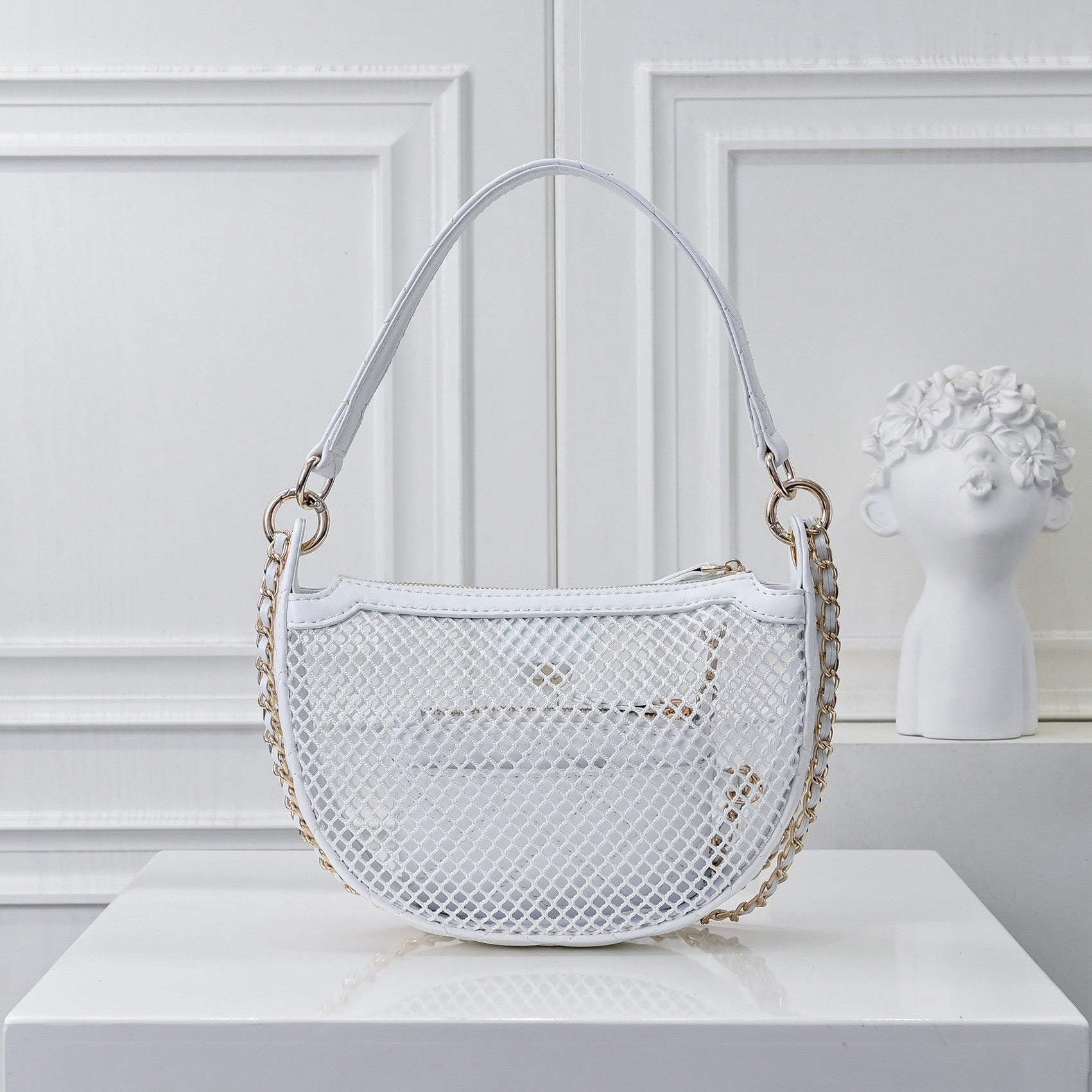 Mesh & Leather Chain Bag