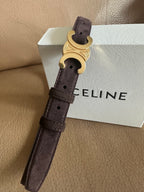 Women’s Suede-Finish Leather Belt — Vintage Inspired Metal Buckle