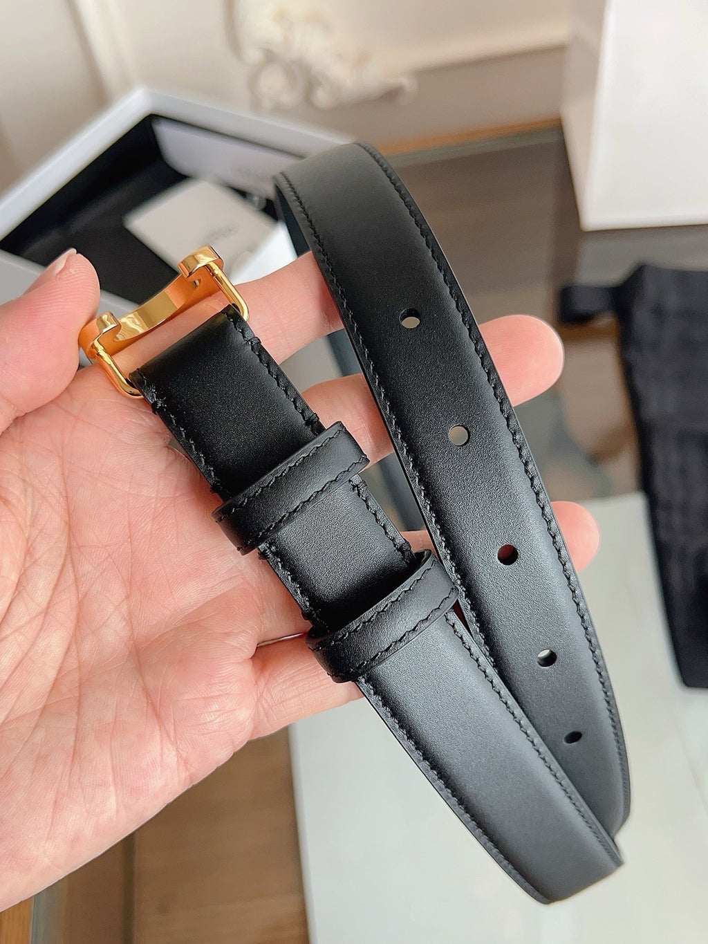 New Women’s Leather Belt — Enamel Signature Buckle