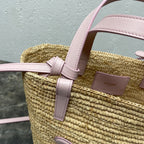 TEEN Plant Fiber & Calfskin Soft Classic Basket Bag  (Premium Quality)