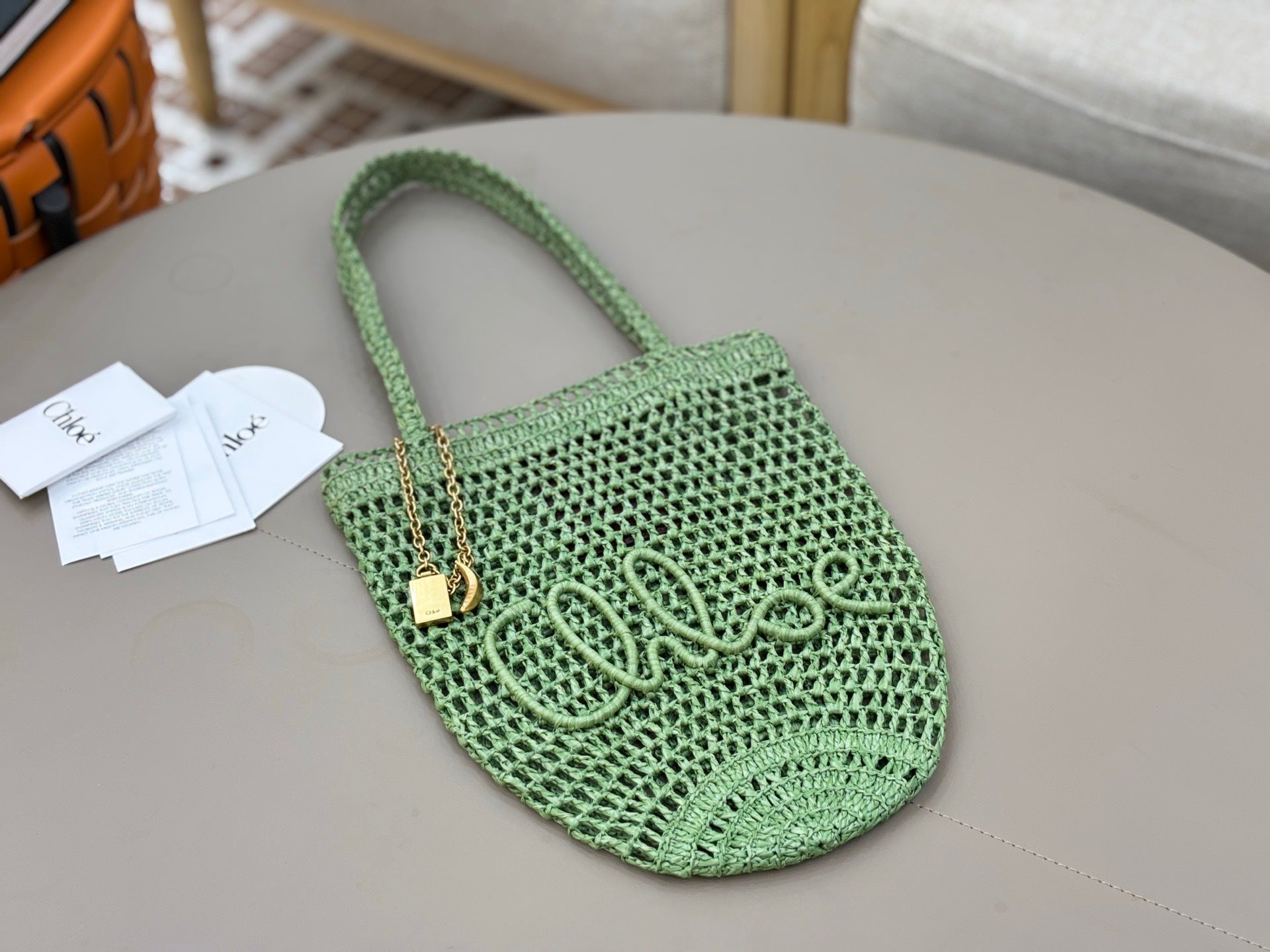 Premium Raffia Leather Tote Bag