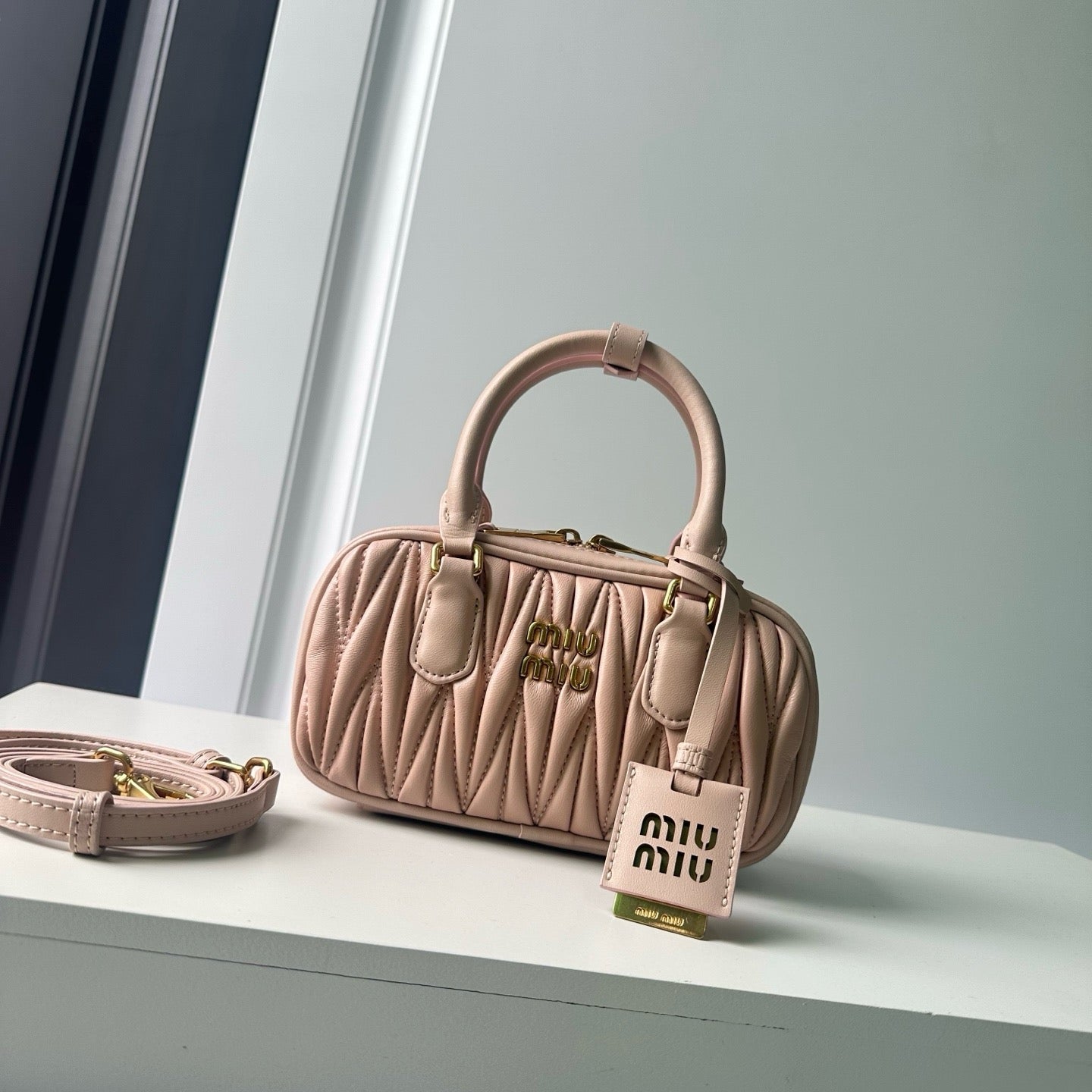 Mini Lambskin Ruched Shoulder Bag