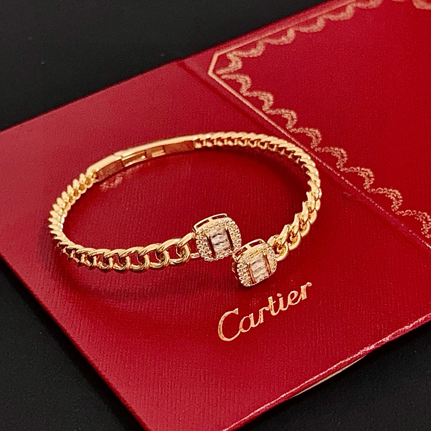 Elegant Diamond-Style Panther Bangle ✨