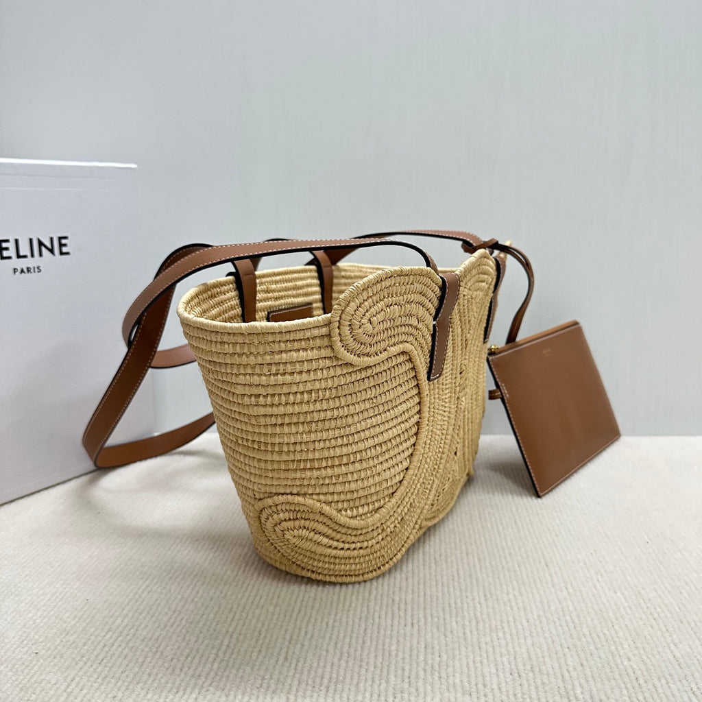 Premium++ Handwoven Basket Bag | Natural Straw & Leather Tote