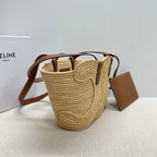 Premium++ Handwoven Basket Bag | Natural Straw & Leather Tote