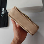 Premium Apricot Flap Shoulder Bag – Suede Finish (Large Size)
